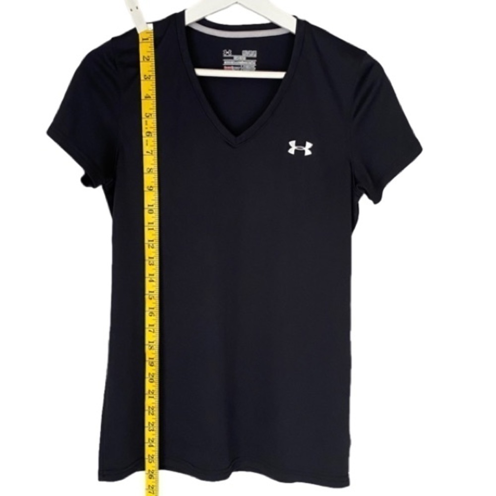 UNDER ARMOUR Top Heatgear V-Neck Short Sleeve Black Women Size M - Picture 5 of 7
